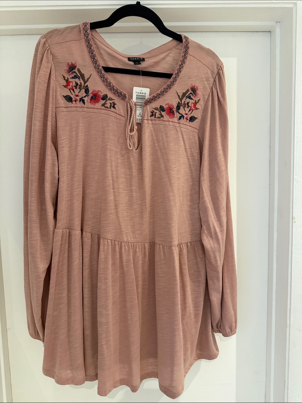 torrid Dusty Pink Embroidered Tie-Front Tunic
